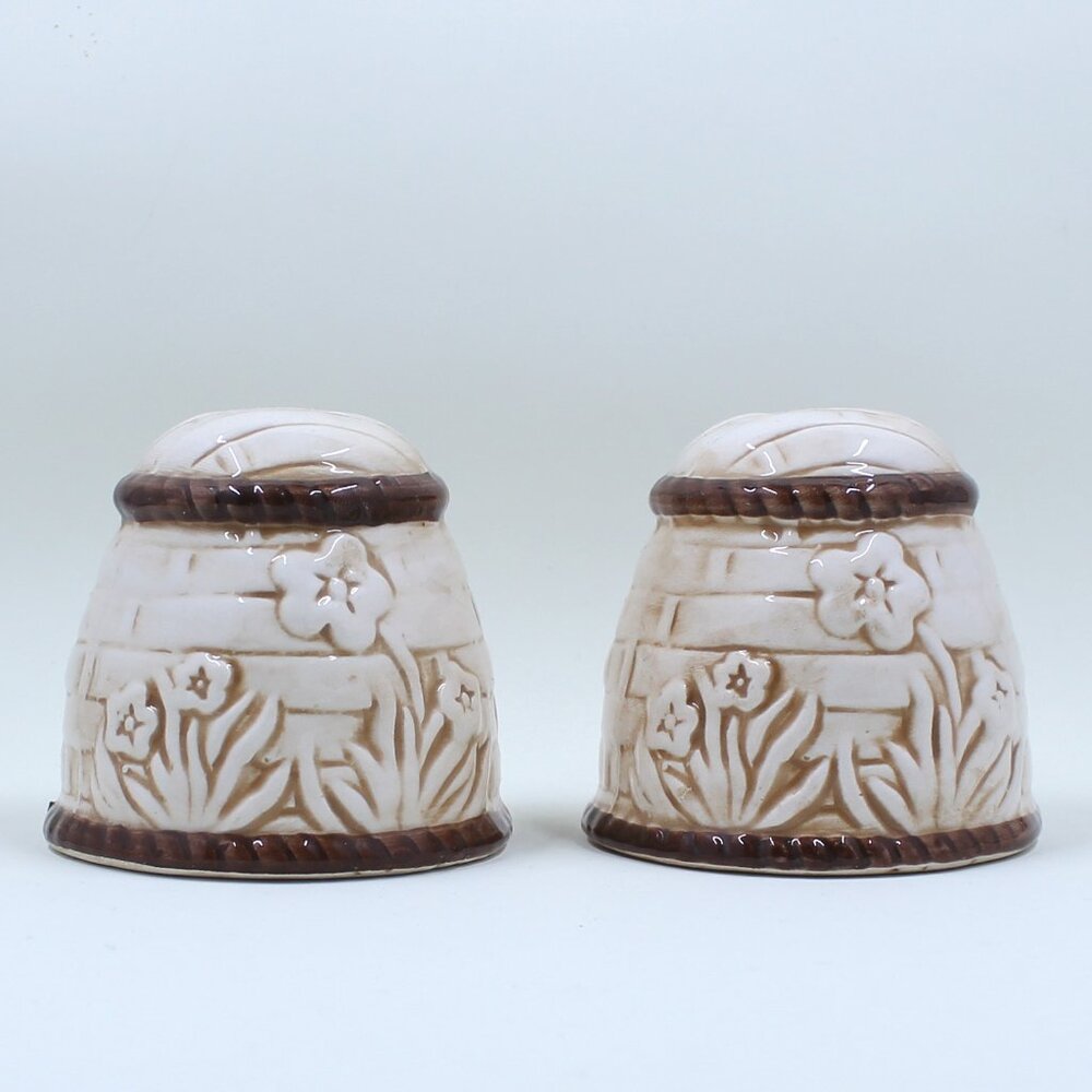 Floral Scene Against The Garden Wall Salt & Pepper Shakers